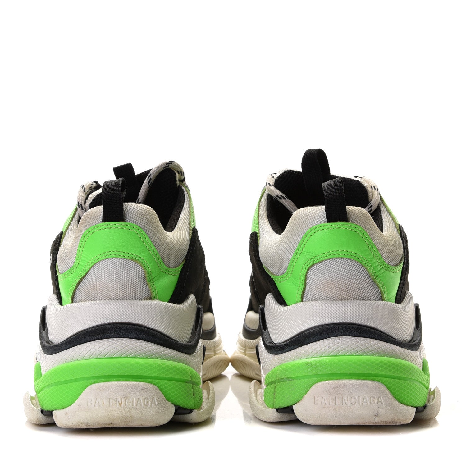 Balenciaga Fabric Mesh Mens Triple S Sneakers 40 White Green Fluo Black 4 of 13