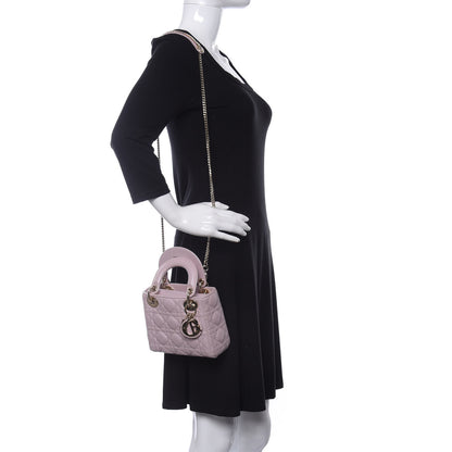 Christian Dior Metallic Lambskin Cannage Mini Lady Dior Lotus 4 of 17