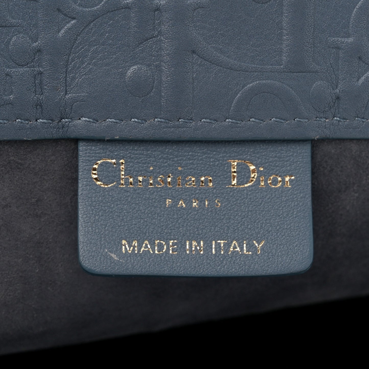 Oblique Calfskin Embossed Book Tote Denim Blue