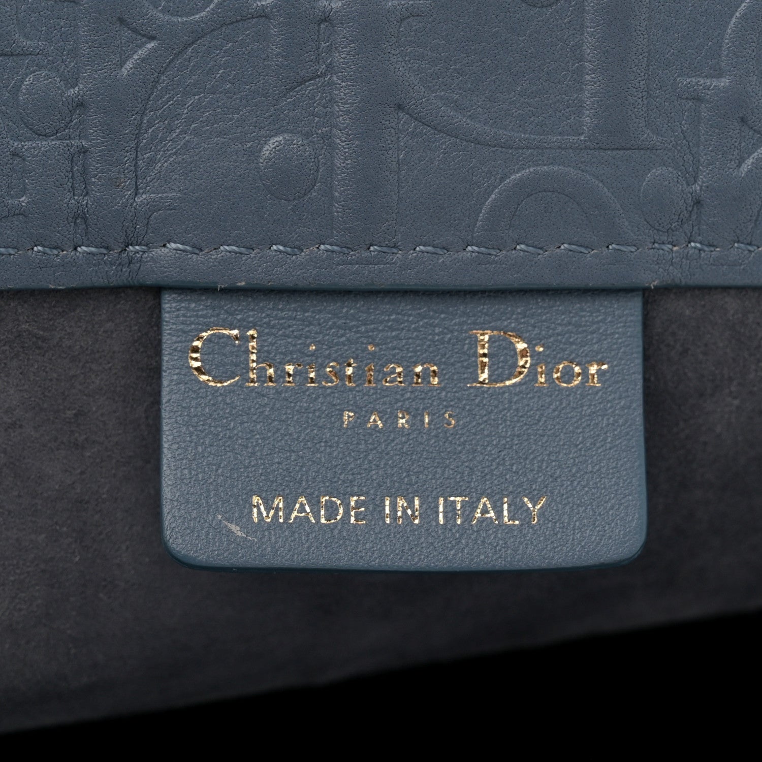 Christian Dior Oblique Calfskin Embossed Book Tote Denim Blue 6 of 14