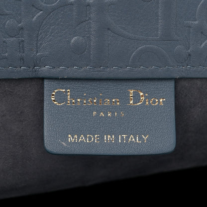 Christian Dior Oblique Calfskin Embossed Book Tote Denim Blue 6 of 14