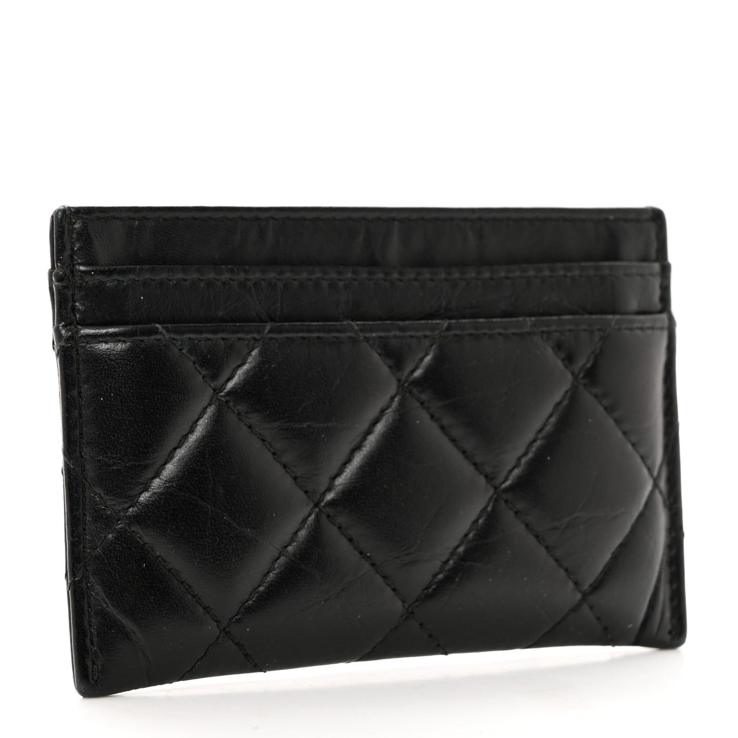 Aged Calfskin Quilted Lucky Charms Reissue Card Holder Black