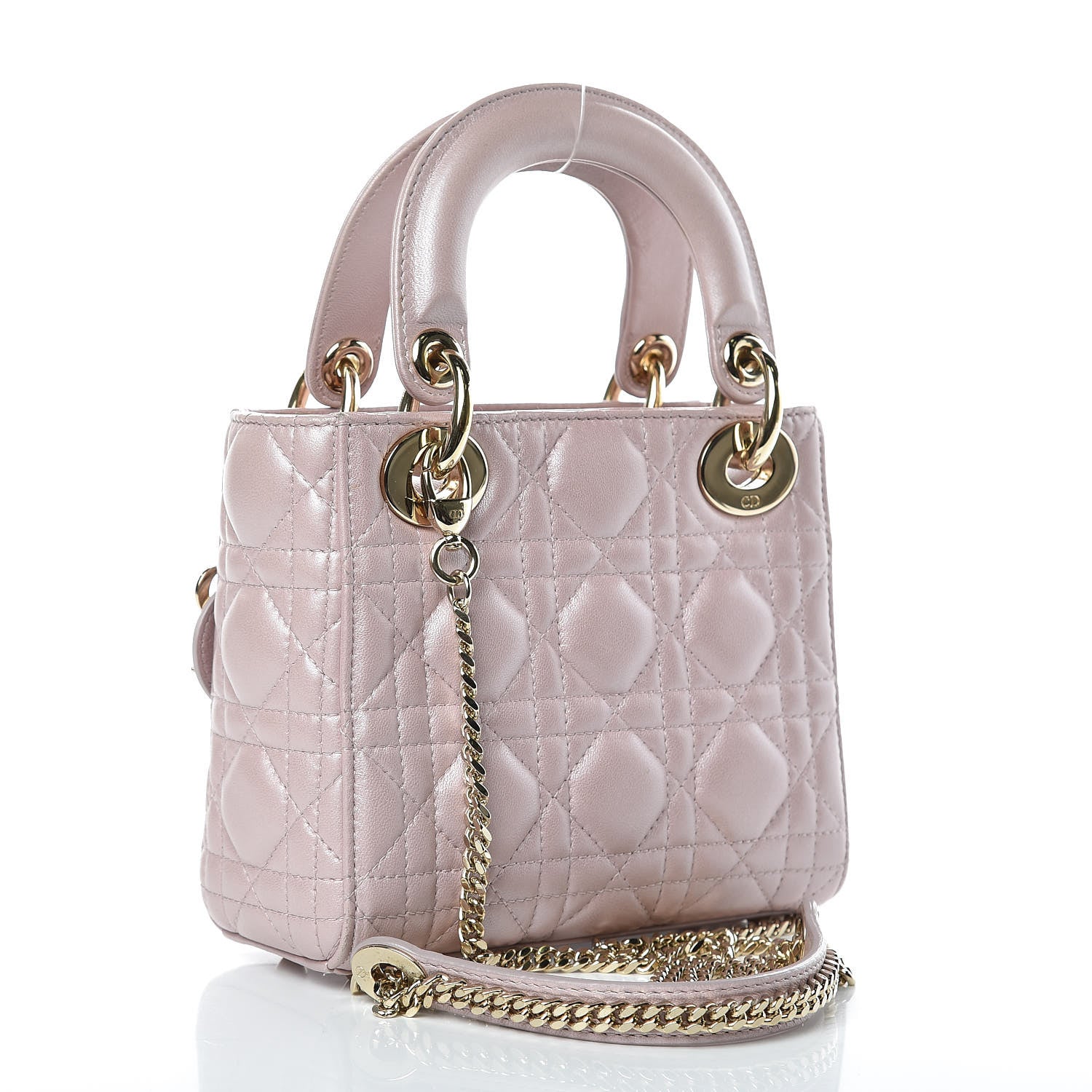 Christian Dior Metallic Lambskin Cannage Mini Lady Dior Lotus 3 of 15