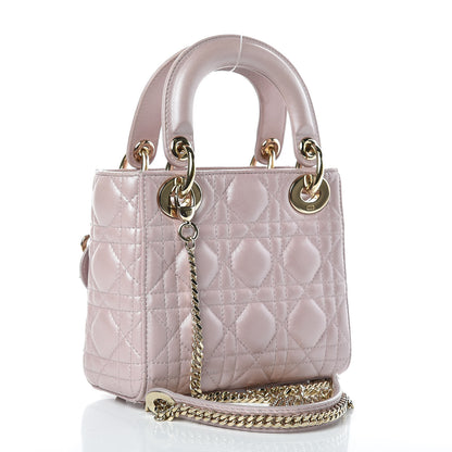Christian Dior Metallic Lambskin Cannage Mini Lady Dior Lotus 3 of 15