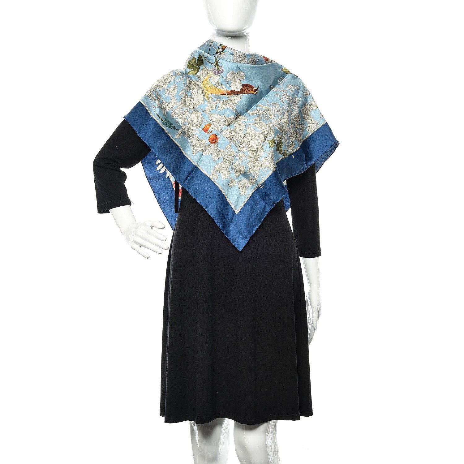 Gucci Silk Twill Wondergardenia Square Scarf Bluette 2 of 4