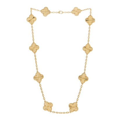Van Cleef & Arpels 18K Yellow Gold 10 Motifs Guilloche Vintage Alhambra Necklace 3 of 7