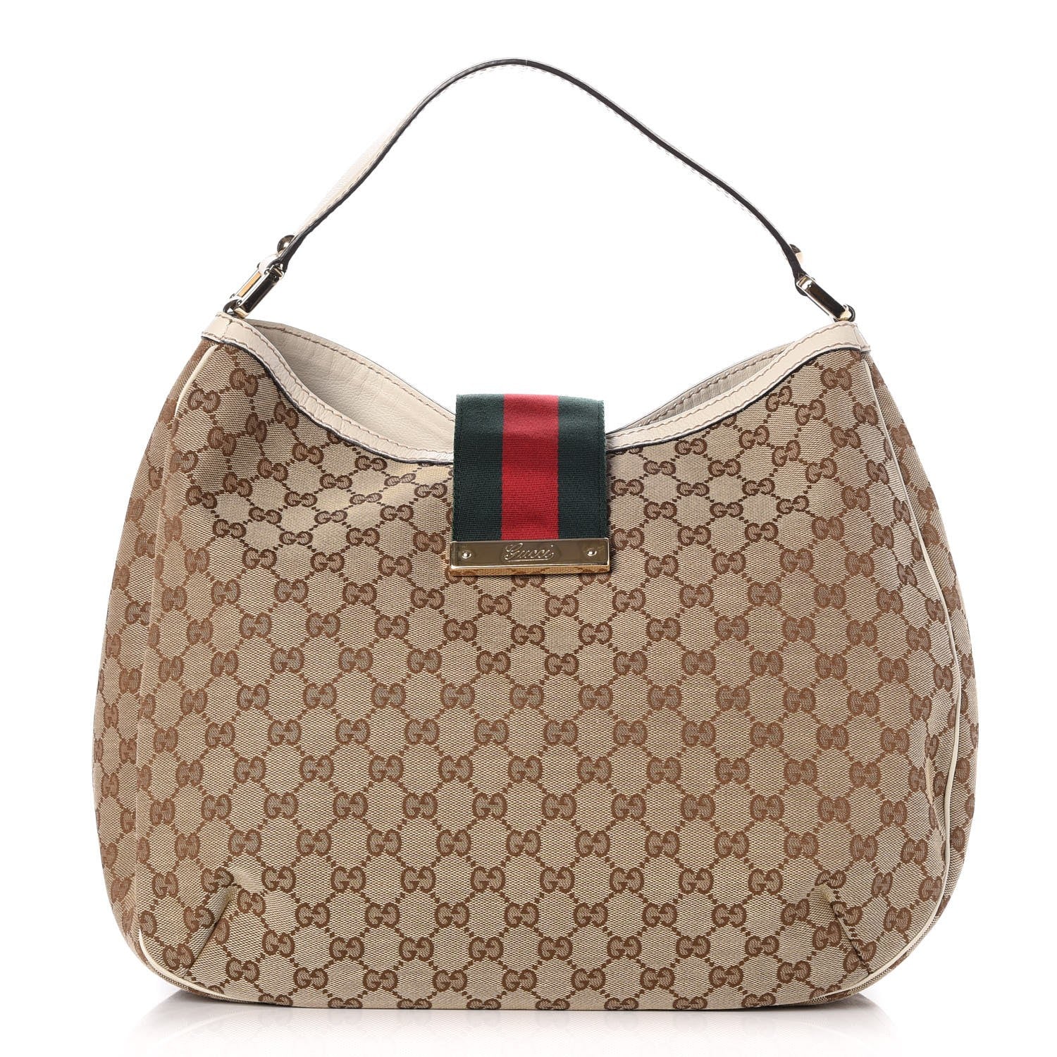 Gucci Monogram Large New Ladies Web Hobo Off White 1 of 7