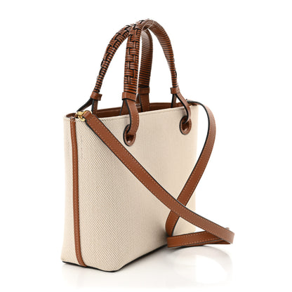 Loewe Canvas Calfskin Small Anagram Tote Ecru Tan 3 of 11