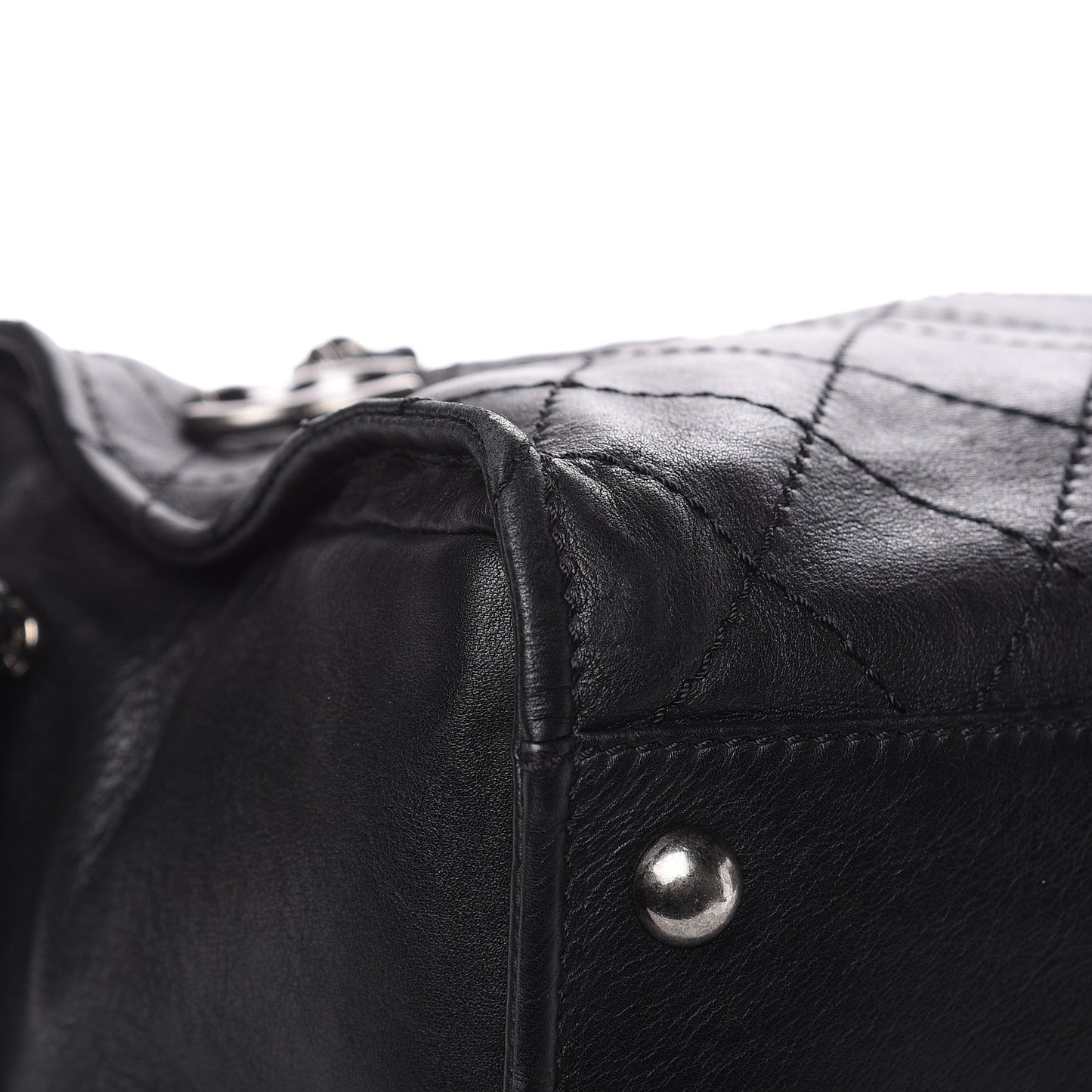 Calfskin Stitched Bowling Bag Black