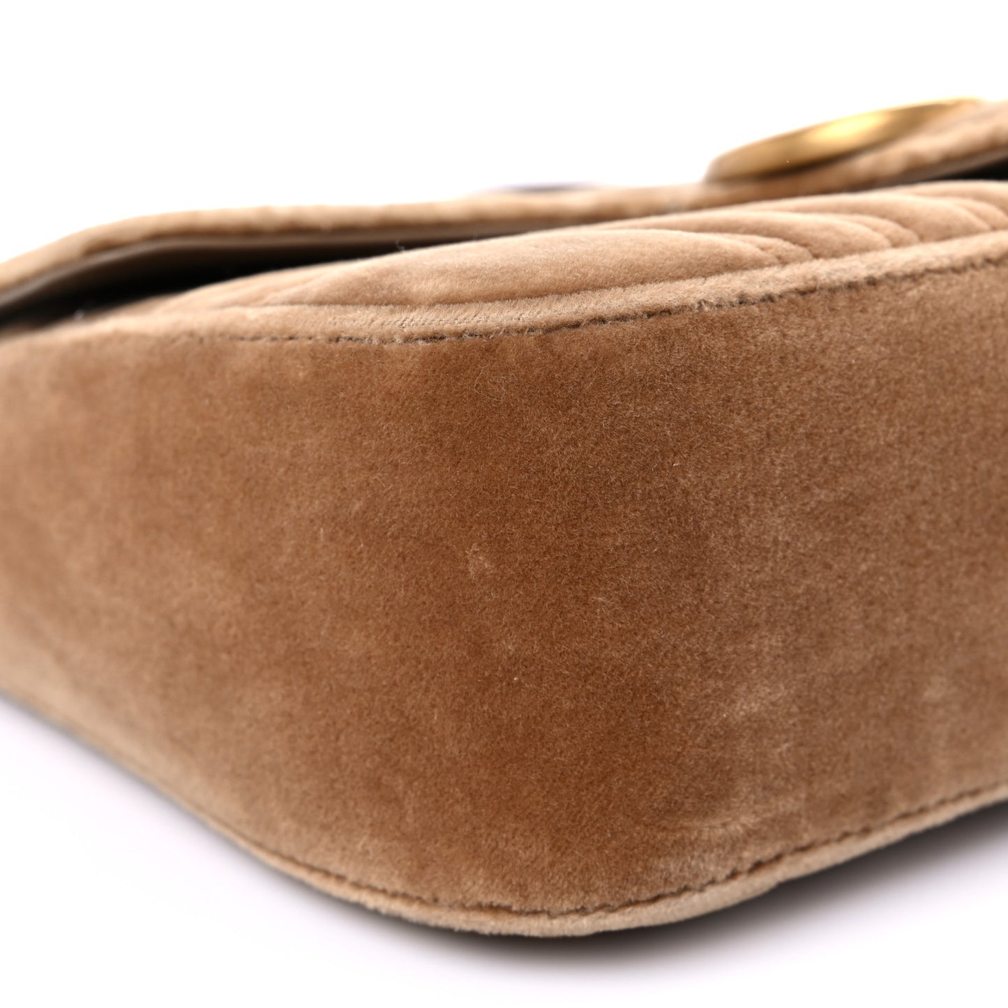 Velvet Matelasse Small GG Marmont Shoulder Bag Taupe