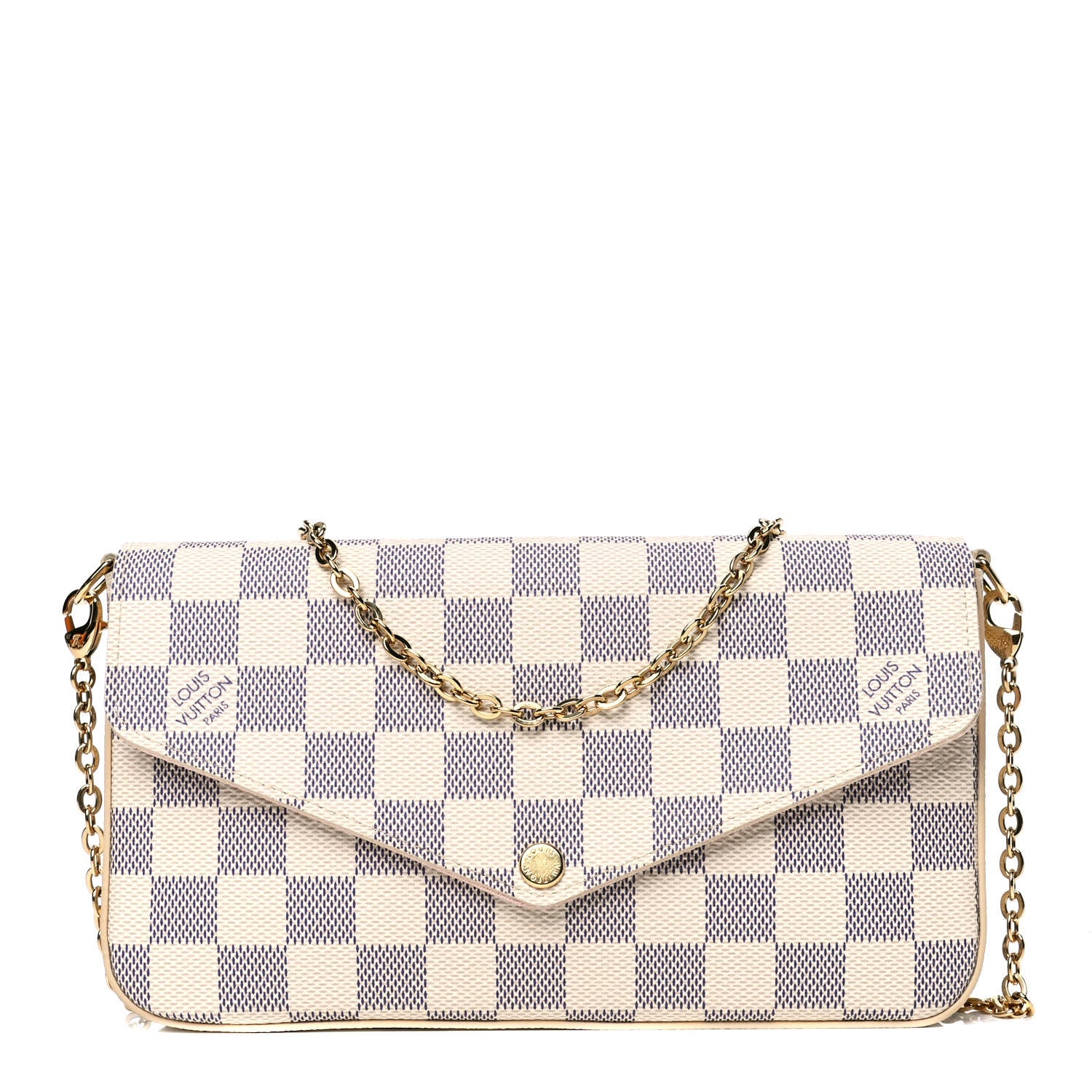 Louis Vuitton Damier Azur Pochette Felicie Chain Wallet Rose Ballerine 1 of 4
