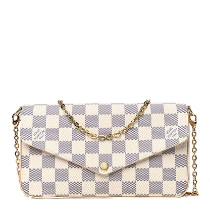 Louis Vuitton Damier Azur Pochette Felicie Chain Wallet Rose Ballerine 1 of 4