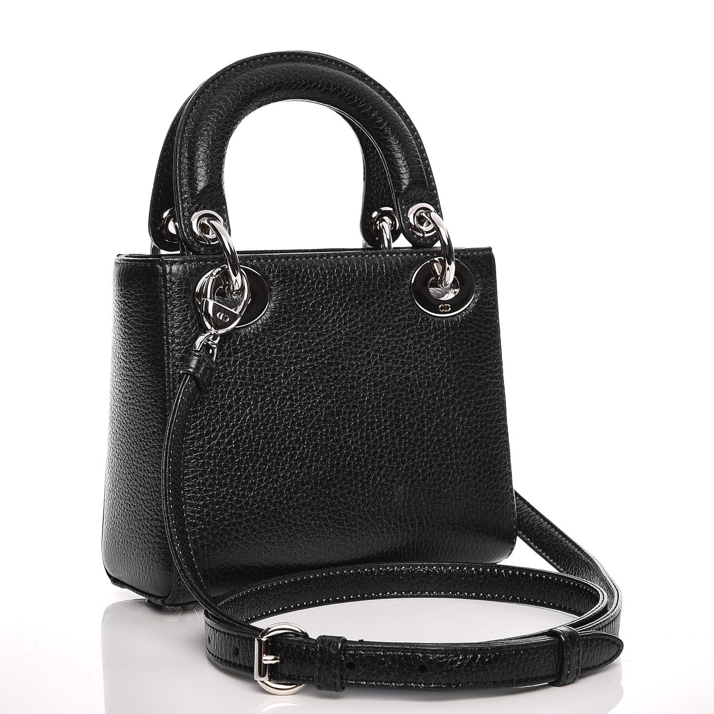 Deerskin Floral Printed Mini Lady Dior Black Blue