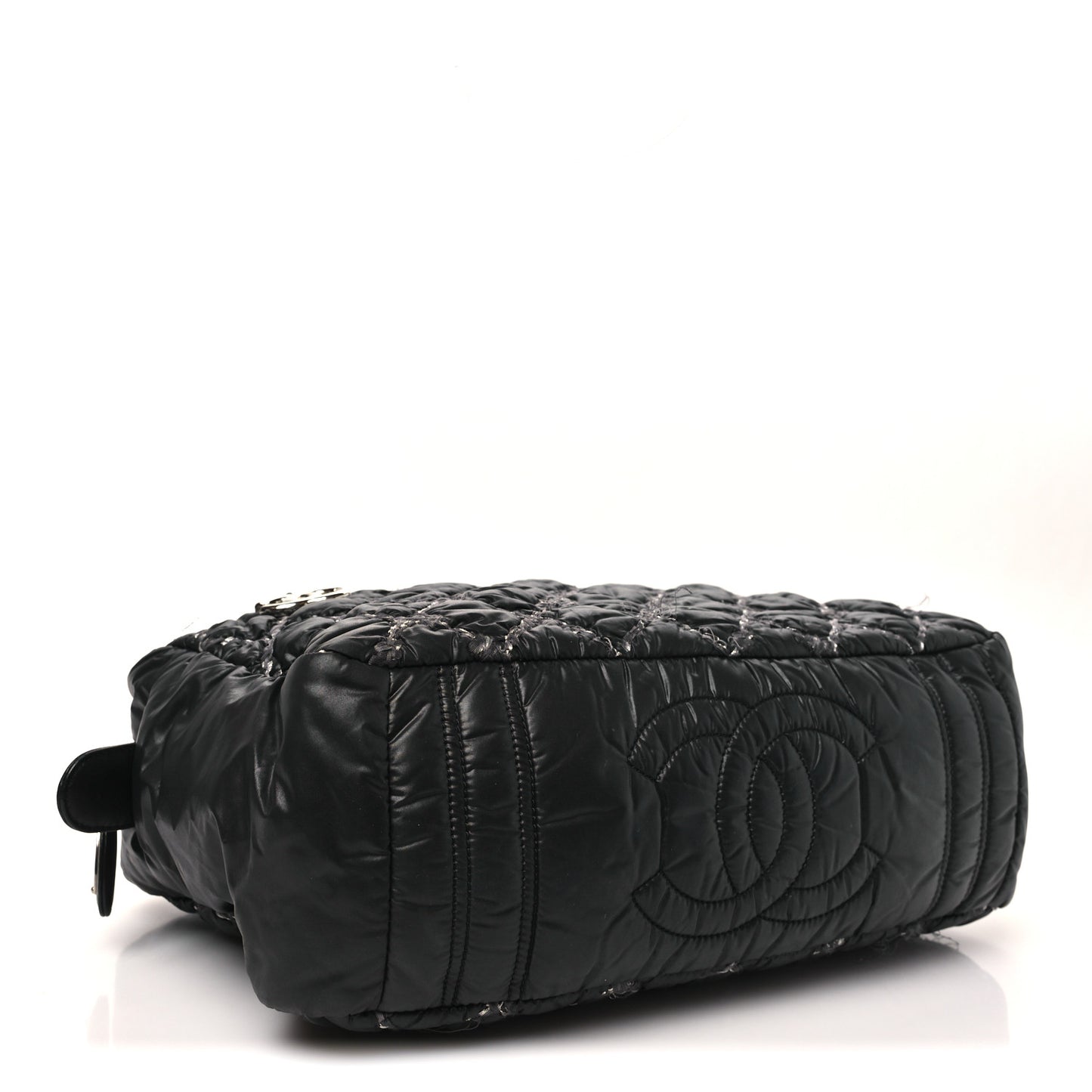 Nylon Quilted Tweed Stitch Bubble Camera Case Black