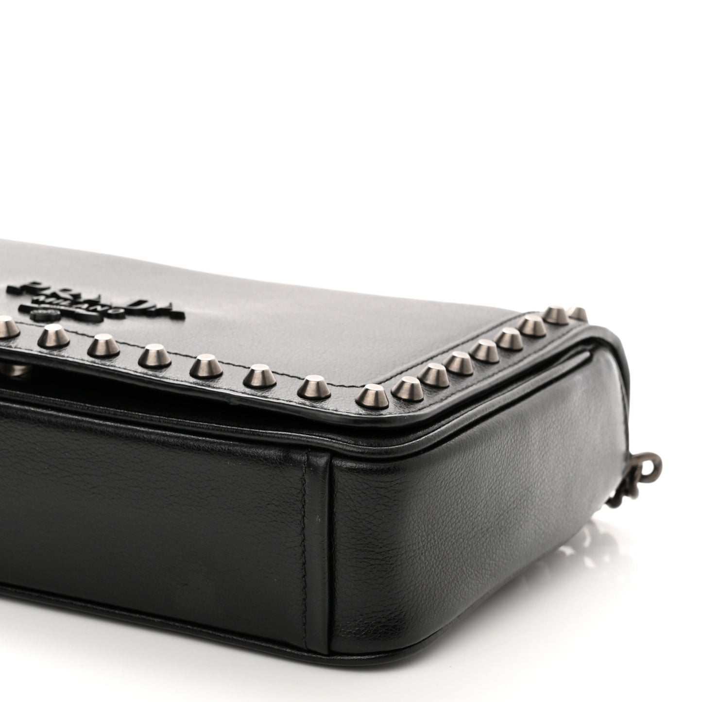 Glace Calfskin Studded Crossbody Black