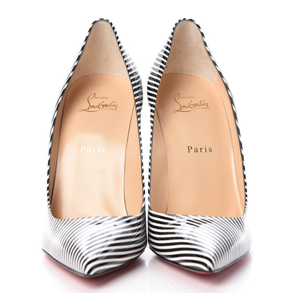 Christian Louboutin Patent Stripes Decollete 554 100 Pumps 40.5 Black White 2 of 8