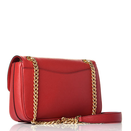 Prada Saffiano Pattina Chain Crossbody Bag Fuoco 4 of 9