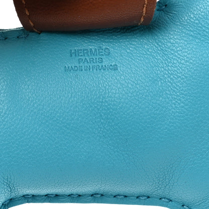 Hermes Milo Lambskin Grigri Rodeo Horse Bag Charm MM Bleu Azteque Bleu Electrique Fauve 3 of 3