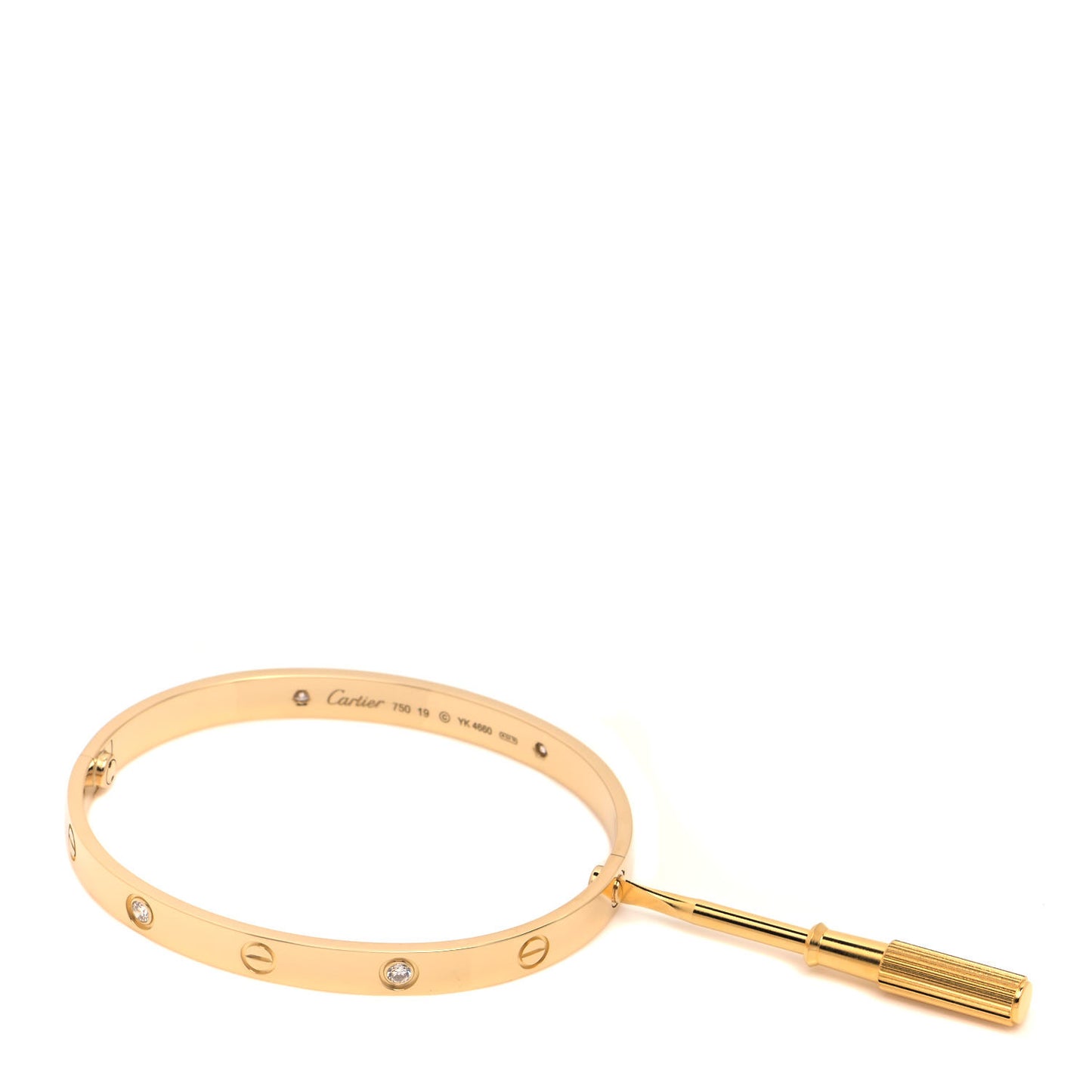 18K Yellow Gold 4 Diamond LOVE Bracelet 19