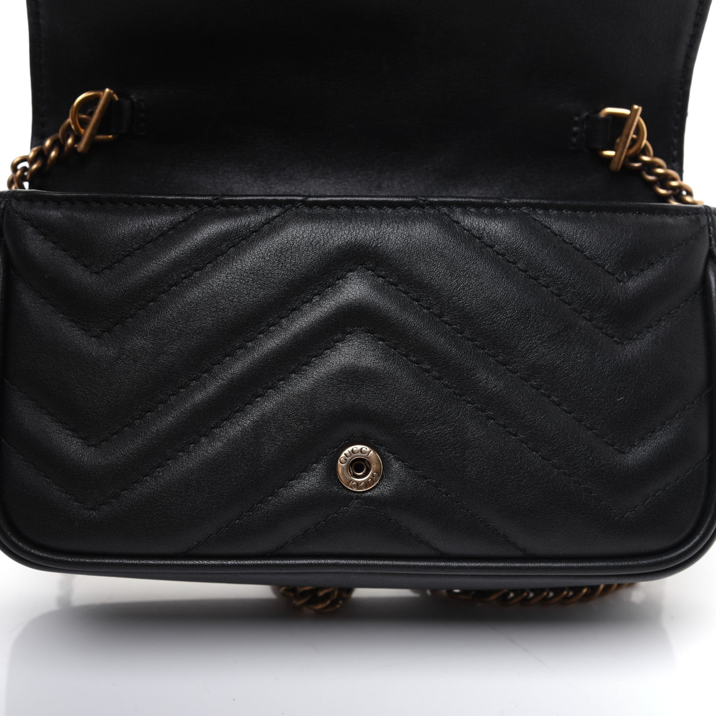 Calfskin Matelasse Super Mini GG Marmont Shoulder Bag Black