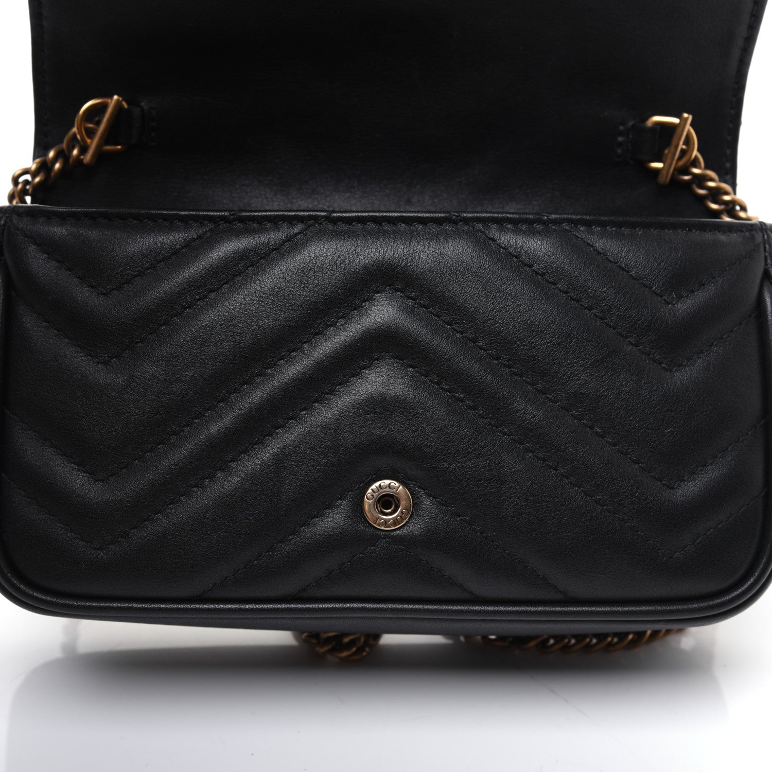Gucci Calfskin Matelasse Super Mini GG Marmont Shoulder Bag Black 13 of 16