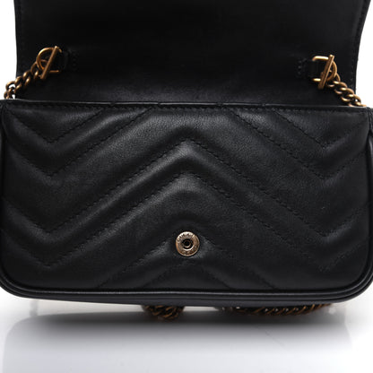Gucci Calfskin Matelasse Super Mini GG Marmont Shoulder Bag Black 13 of 16