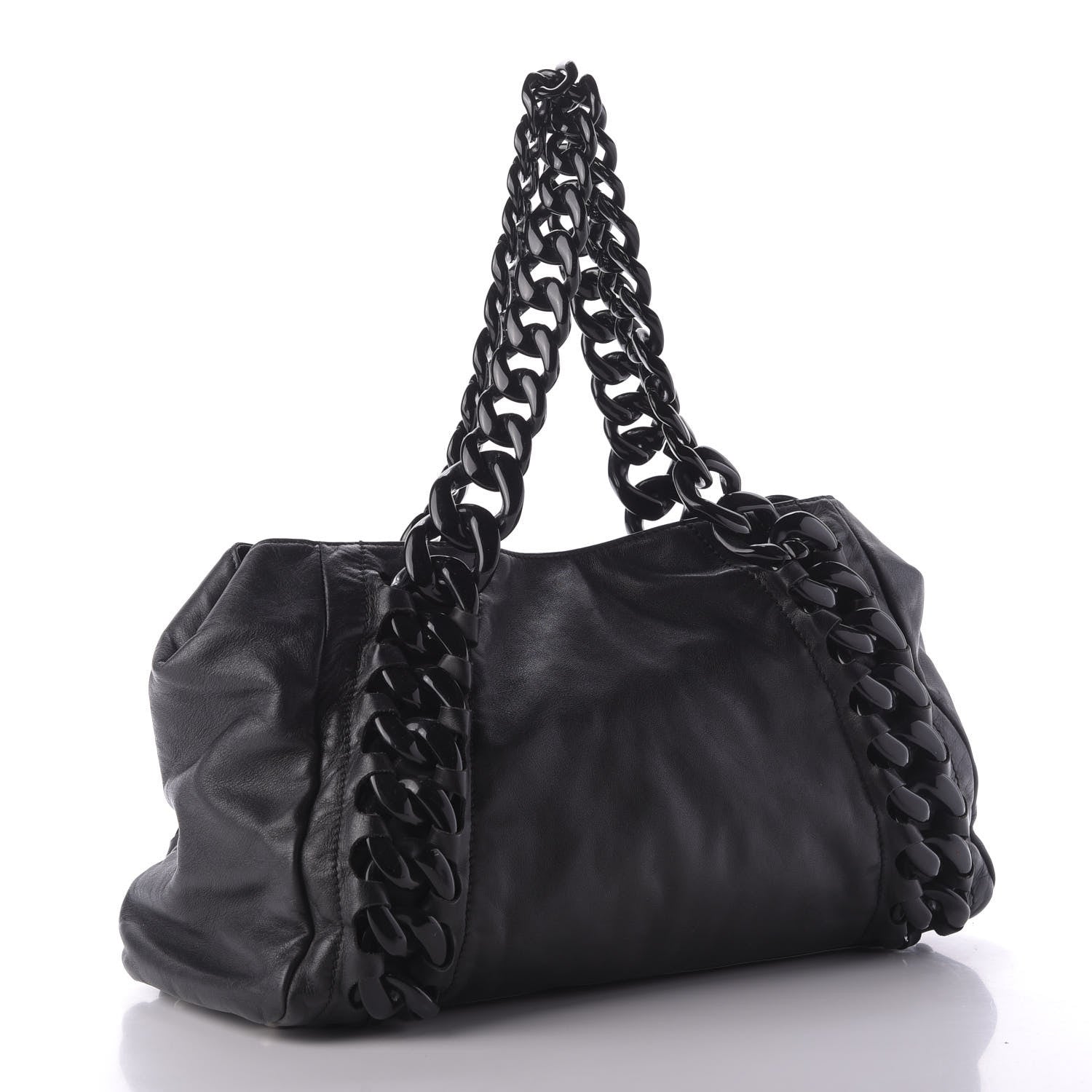 Chanel Calfskin Modern Chain Rhodoid East West Tote Black 3 of 11
