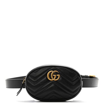 Gucci Calfskin Matelasse GG Marmont Belt Bag 105 42 Black 1 of 15