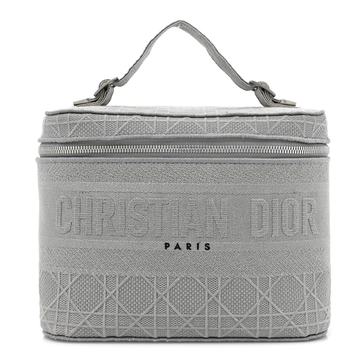 Canvas Embroidered Cannage Diortravel Vanity Case Grey