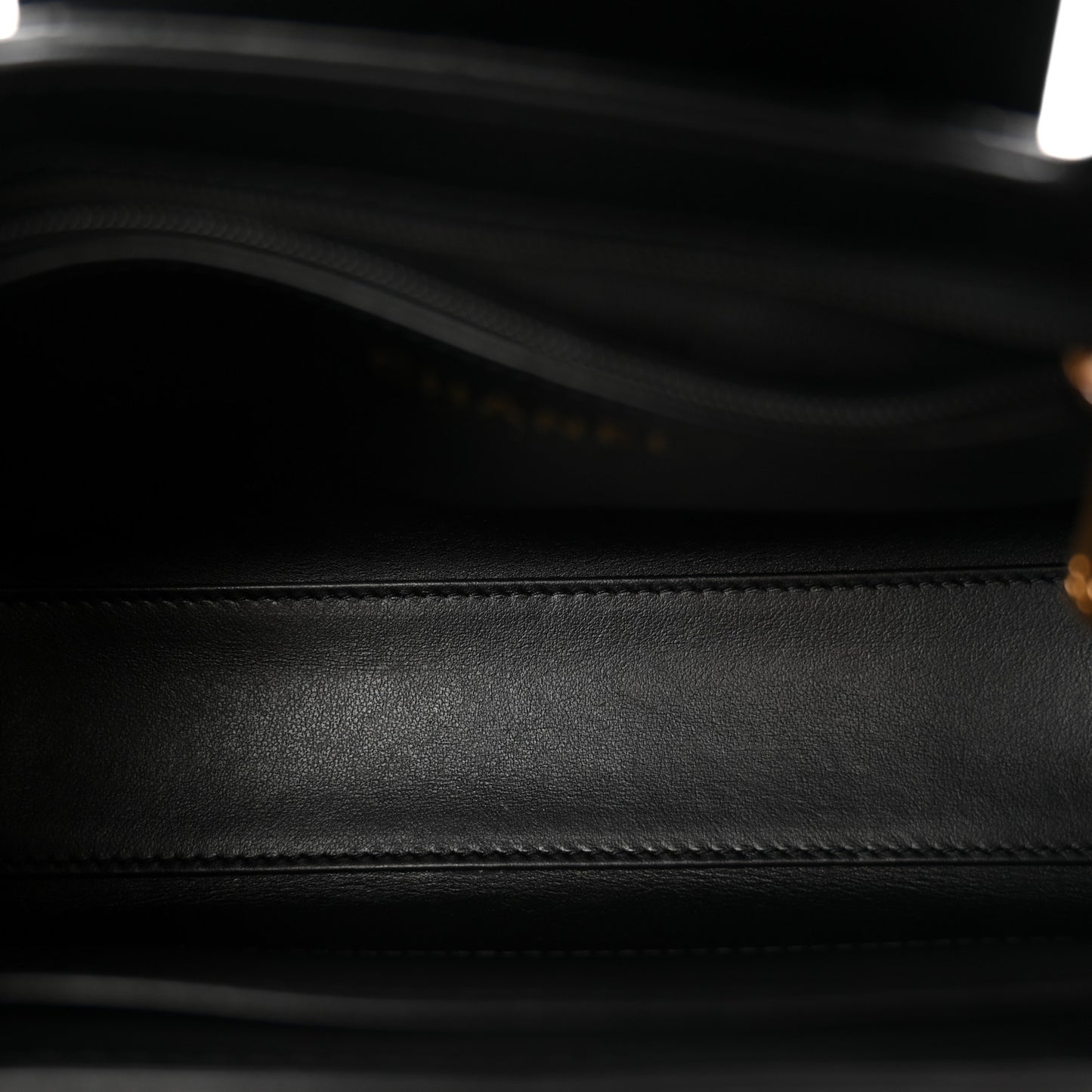 Shiny Aged Calfskin Quilted Nano Kelly Shopper Black