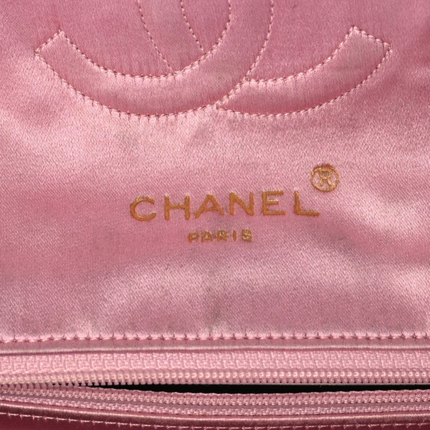 Satin Quilted Flap Shoulder Bag Pink