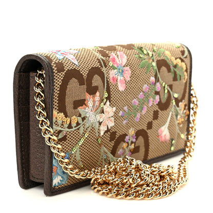 Gucci Monogram Jumbo GG Textured Dollar Calfskin Embroidered Horsebit 1955 Wallet On Chain Camel Ebony New Acero Multicolor 3 of 10