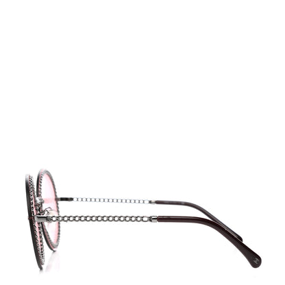 Chanel Round Removable Triple Hanging Chain Sunglasses 4245 Pink Silver 3 of 7