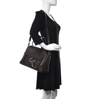 Chloe Smooth Calfskin Suede Medium Faye Day Shoulder Bag Carbon Brown 2 of 12