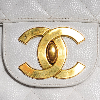 Chanel Caviar Jumbo Flap White 9 of 10
