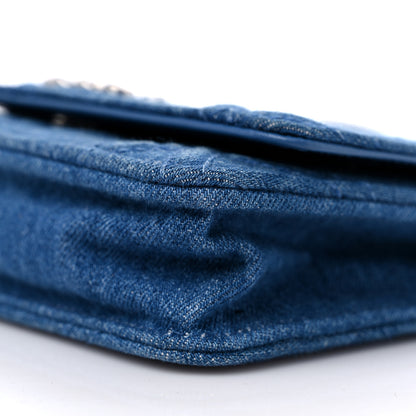 Chanel Denim Quilted Chanel 19 Wallet On Chain WOC Blue 10 of 11