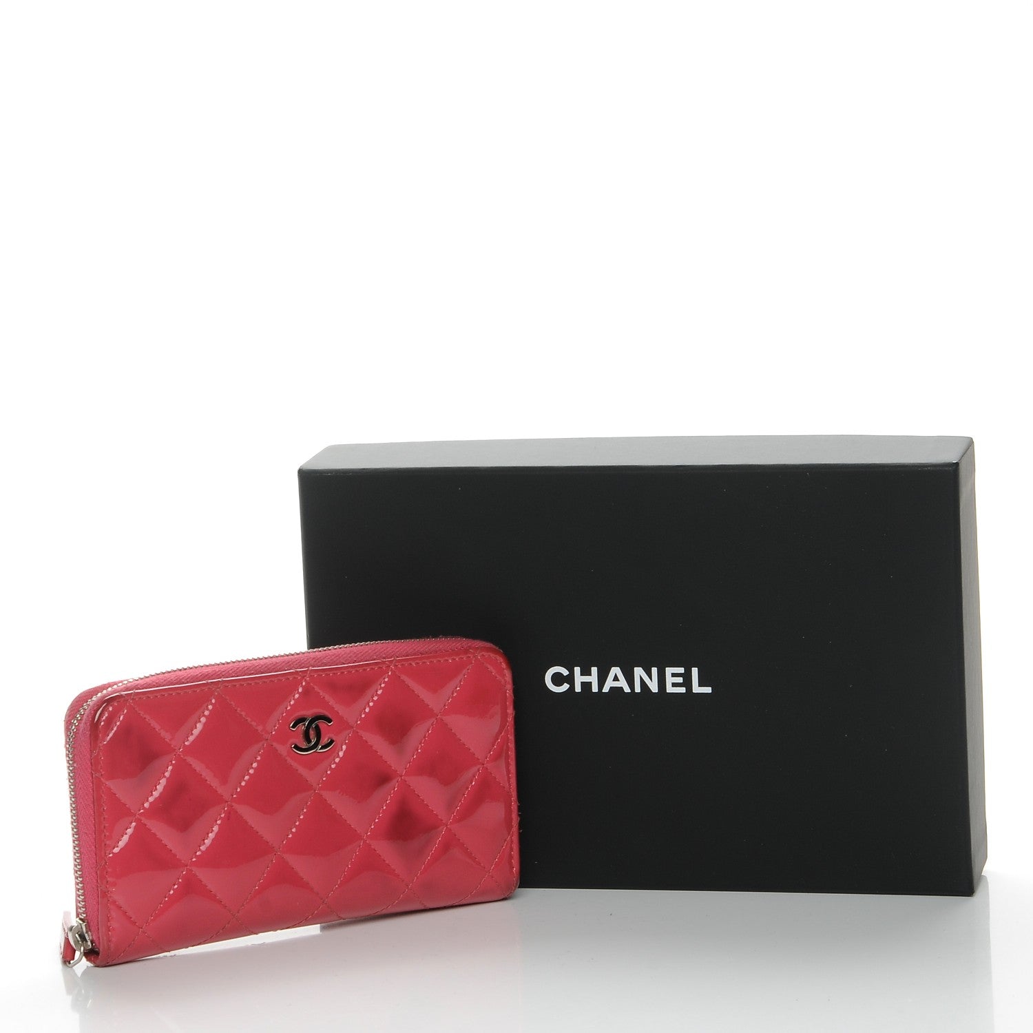 Chanel Patent Quilted Small Zip Around Wallet Pink 12 of 12