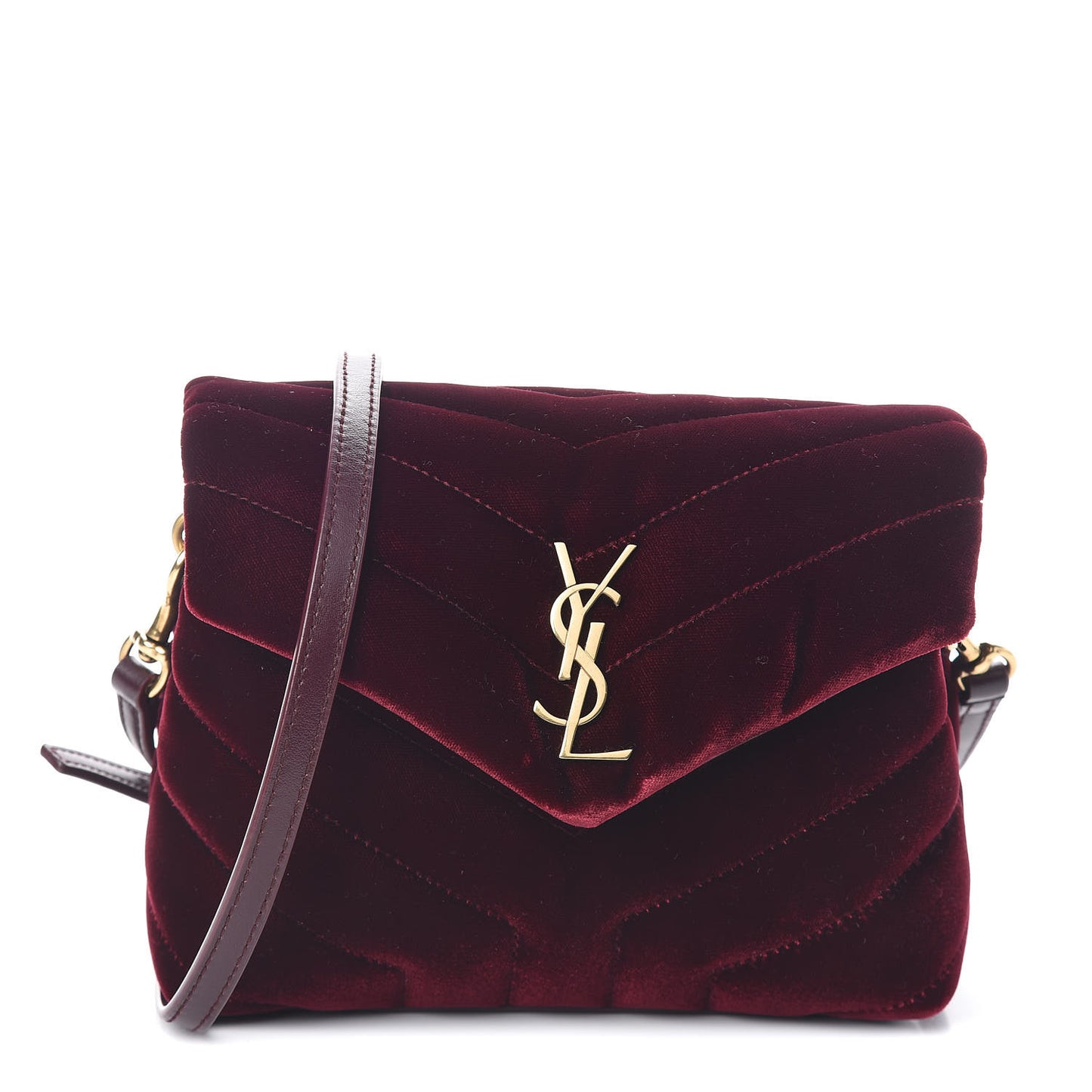 Velvet Y Quilted Monogram Toy Loulou Crossbody Bag French Burgundy