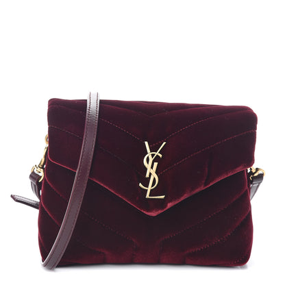 Saint Laurent Velvet Y Quilted Monogram Toy Loulou Crossbody Bag French Burgundy 1 of 9