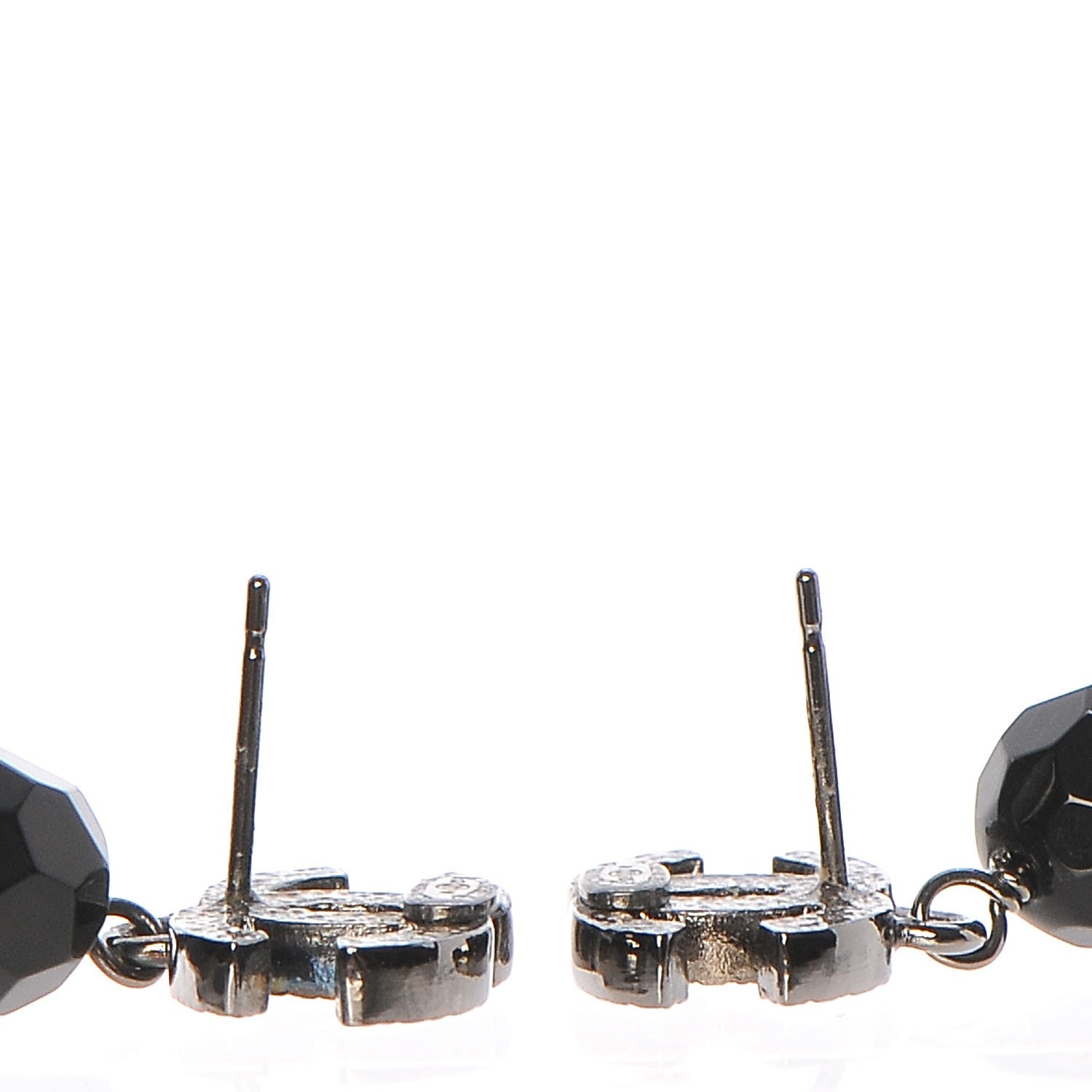 Chanel Ruthenium CC Bead Drop Earrings Black 3 of 6