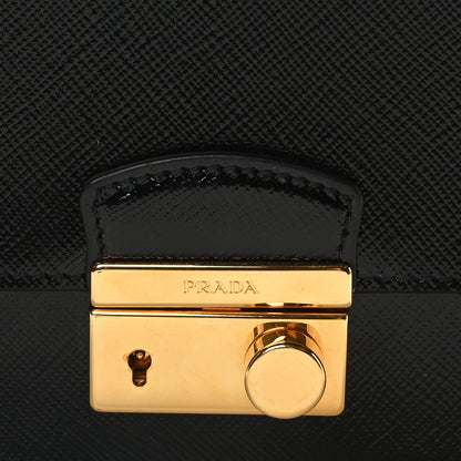 Prada Saffiano Vernice Lock Flap Chain Bag Black 8 of 10