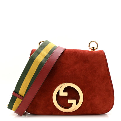 Gucci Suede Talco Roxy Calfskin Web Medium Blondie Shoulder Flap Bag Blondie Red 1 of 10