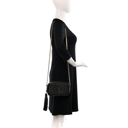 Saint Laurent Grain De Poudre Matelasse Monogram Mini Lou Camera Bag Black 2 of 11
