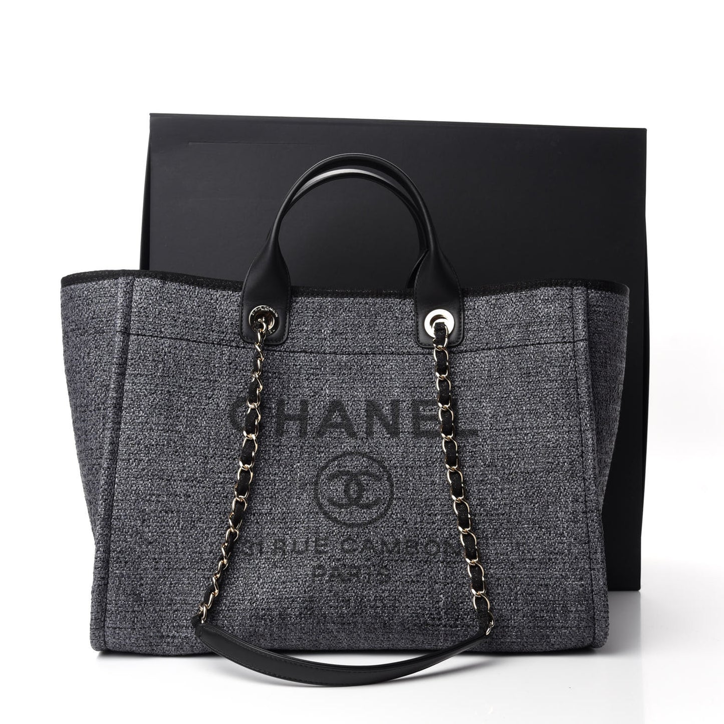 Lurex Boucle Medium Deauville Tote Black