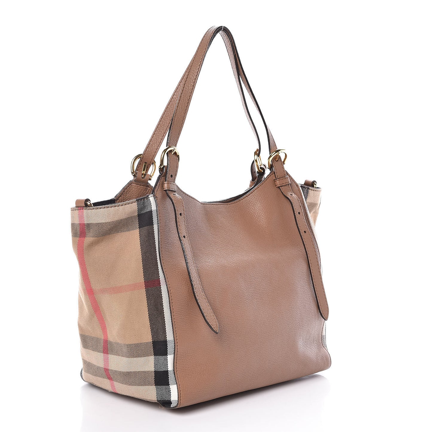 Grainy Calfskin House Check Small Canterbury Tote Tan