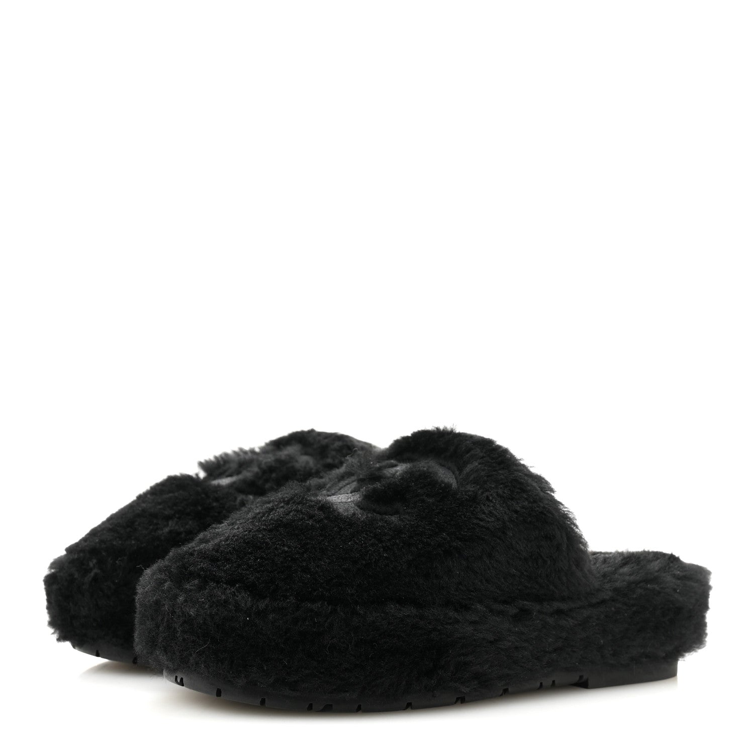 Chanel Shearling CC Flat Mules 35 Black 4 of 13