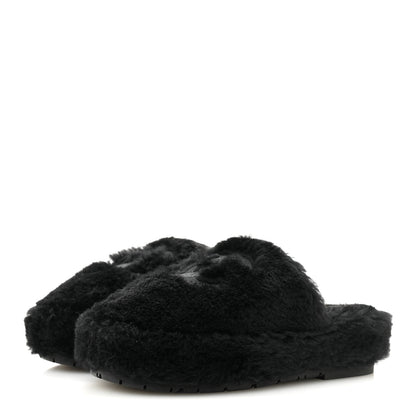Chanel Shearling CC Flat Mules 35 Black 4 of 13