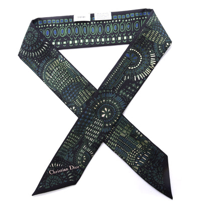 Christian Dior Silk Animals Mitzah Scarf Green 1 of 4