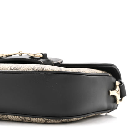 Gucci GG Supreme Monogram Horsebit 1955 Soft Small Shoulder Bag Beige Black 10 of 11