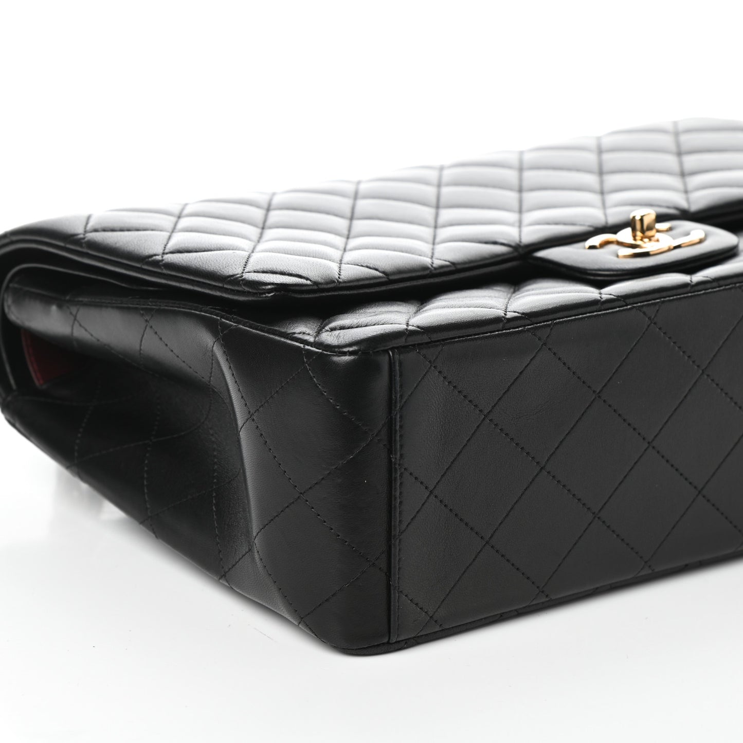Lambskin Quilted Maxi Double Flap Black
